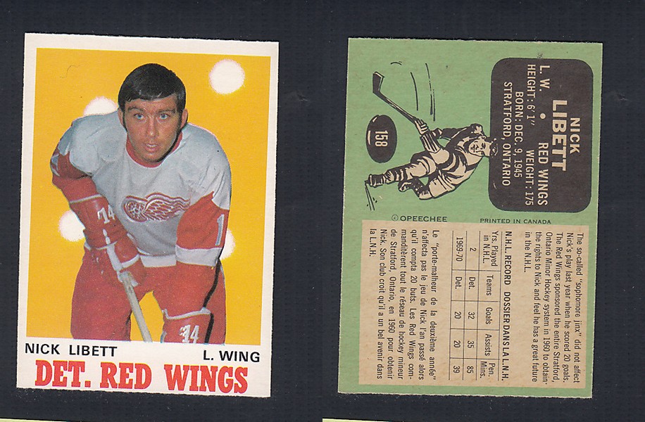 1970-71 O-PEE-CHEE HOCKEY CARD #158 N. LIBETT photo 1970-71 O-PEE-CHEE HOCKEY CARD #158 N. LIBETT photo