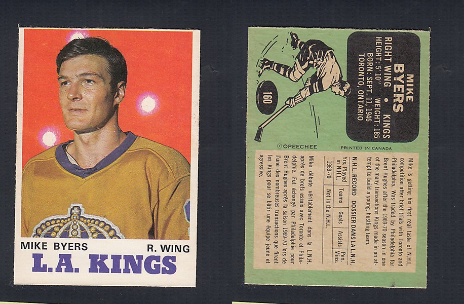 1970-71 O-PEE-CHEE HOCKEY CARD #160 M. BYERS photo 1970-71 O-PEE-CHEE HOCKEY CARD #160 M. BYERS photo