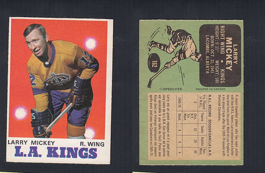 1970-71 O-PEE-CHEE HOCKEY CARD #162 L. MICKEY photo 1970-71 O-PEE-CHEE HOCKEY CARD #162 L. MICKEY photo