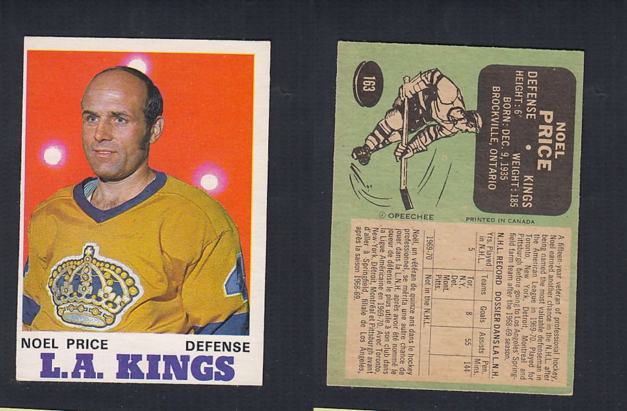 1970-71 O-PEE-CHEE HOCKEY CARD #163 N. PRICE photo 1970-71 O-PEE-CHEE HOCKEY CARD #163 N. PRICE photo