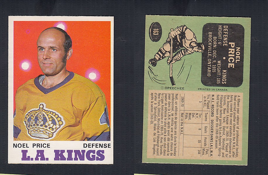 1970-71 O-PEE-CHEE HOCKEY CARD #163 N. PRICE photo 1970-71 O-PEE-CHEE HOCKEY CARD #163 N. PRICE photo
