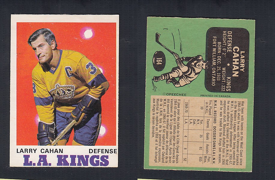 1970-71 O-PEE-CHEE HOCKEY CARD #164 L. CAHAN photo 1970-71 O-PEE-CHEE HOCKEY CARD #164 L. CAHAN photo