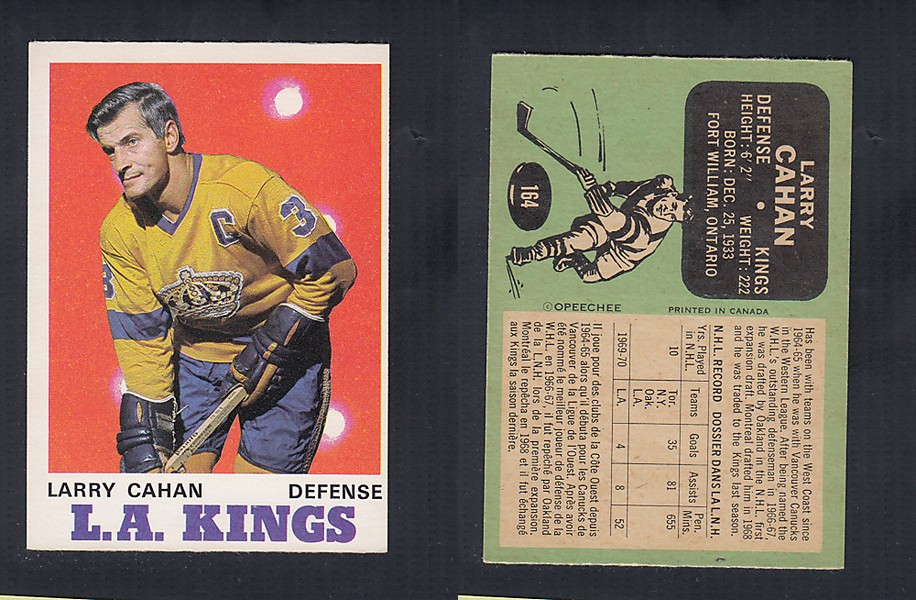 1970-71 O-PEE-CHEE HOCKEY CARD #164 L. CAHAN photo 1970-71 O-PEE-CHEE HOCKEY CARD #164 L. CAHAN photo