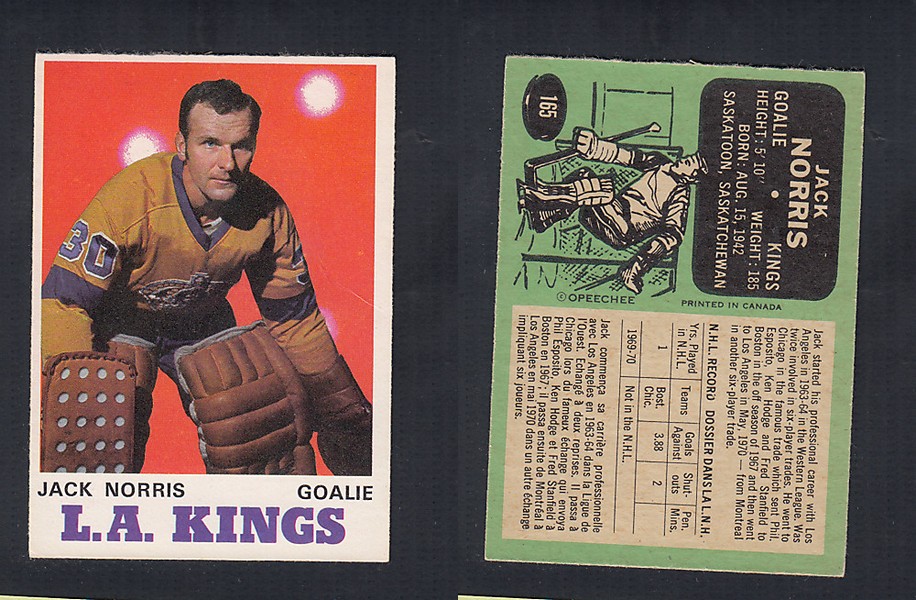 1970-71 O-PEE-CHEE HOCKEY CARD #165 J. NORRIS photo 1970-71 O-PEE-CHEE HOCKEY CARD #165 J. NORRIS photo