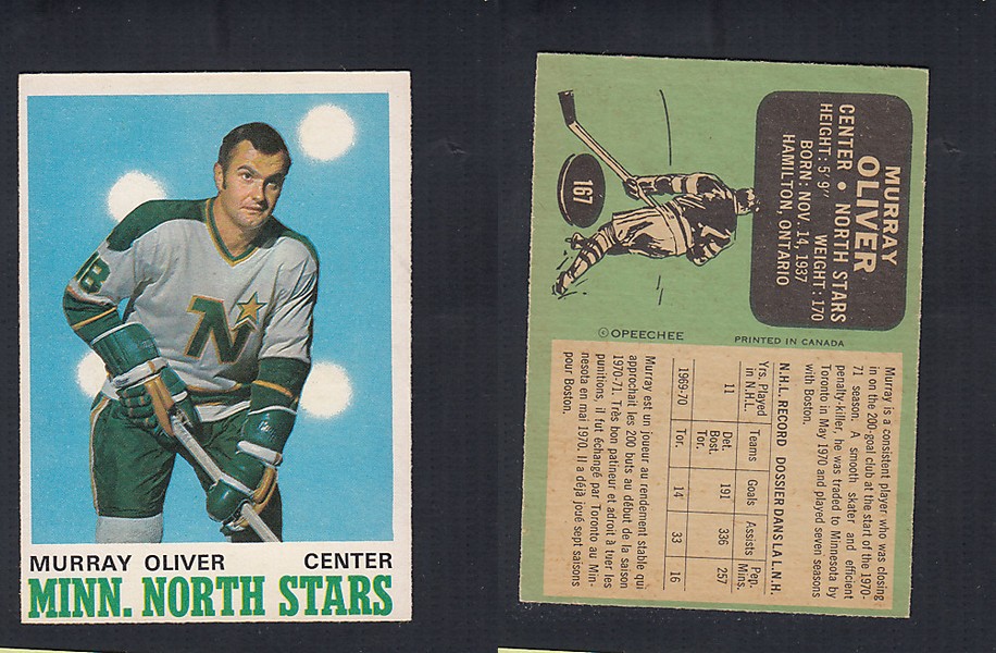 1970-71 O-PEE-CHEE HOCKEY CARD #167 M. OLIVER photo 1970-71 O-PEE-CHEE HOCKEY CARD #167 M. OLIVER photo