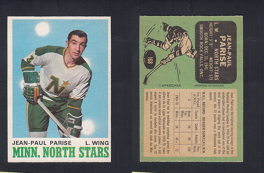 1970-71 O-PEE-CHEE HOCKEY CARD #168 J.P. PARISE photo 1970-71 O-PEE-CHEE HOCKEY CARD #168 J.P. PARISE photo