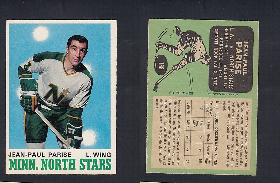 1970-71 O-PEE-CHEE HOCKEY CARD #168 J.P. PARISE photo 1970-71 O-PEE-CHEE HOCKEY CARD #168 J.P. PARISE photo