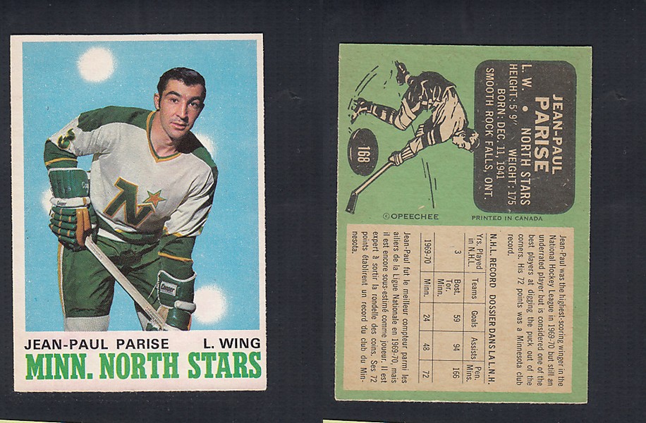 1970-71 O-PEE-CHEE HOCKEY CARD #168 J.P. PARISE photo 1970-71 O-PEE-CHEE HOCKEY CARD #168 J.P. PARISE photo