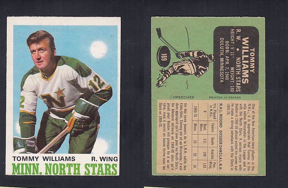 1970-71 O-PEE-CHEE HOCKEY CARD #169 T. WILLIAMS photo 1970-71 O-PEE-CHEE HOCKEY CARD #169 T. WILLIAMS photo