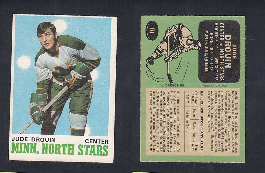 1970-71 O-PEE-CHEE HOCKEY CARD #171 J. DROUIN photo 1970-71 O-PEE-CHEE HOCKEY CARD #171 J. DROUIN photo