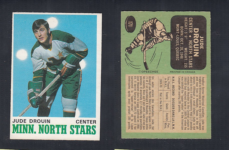 1970-71 O-PEE-CHEE HOCKEY CARD #171 J. DROUIN photo 1970-71 O-PEE-CHEE HOCKEY CARD #171 J. DROUIN photo