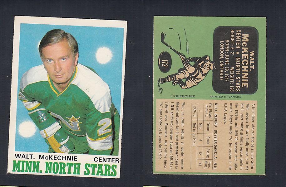 1970-71 O-PEE-CHEE HOCKEY CARD #172 W. McKECHNIE photo 1970-71 O-PEE-CHEE HOCKEY CARD #172 W. McKECHNIE photo