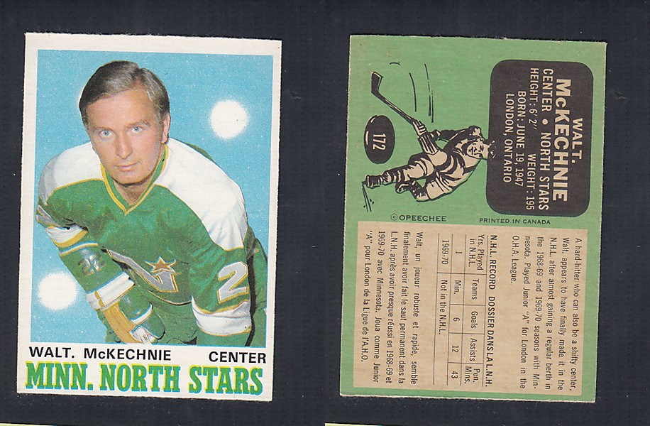 1970-71 O-PEE-CHEE HOCKEY CARD #172 W. McKECHNIE photo 1970-71 O-PEE-CHEE HOCKEY CARD #172 W. McKECHNIE photo