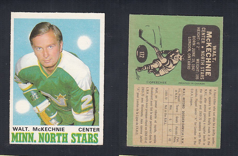 1970-71 O-PEE-CHEE HOCKEY CARD #172 W. McKECHNIE photo 1970-71 O-PEE-CHEE HOCKEY CARD #172 W. McKECHNIE photo