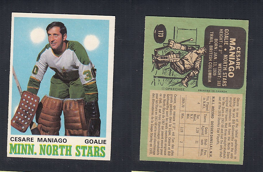 1970-71 O-PEE-CHEE HOCKEY CARD #173 C. MANIAGO photo 1970-71 O-PEE-CHEE HOCKEY CARD #173 C. MANIAGO photo