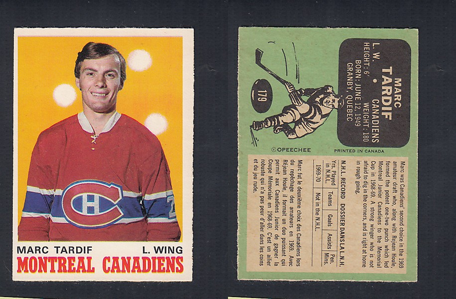 1970-71 O-PEE-CHEE HOCKEY CARD #179 M. TARDIF photo 1970-71 O-PEE-CHEE HOCKEY CARD #179 M. TARDIF photo