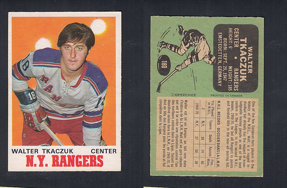 1970-71 O-PEE-CHEE HOCKEY CARD #180 W. TKACZUK photo 1970-71 O-PEE-CHEE HOCKEY CARD #180 W. TKACZUK photo