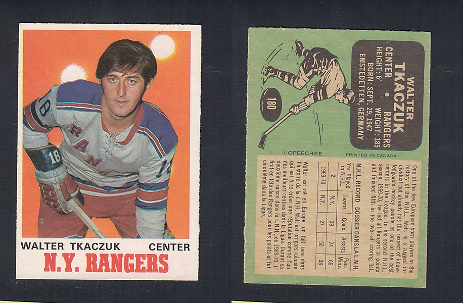 1970-71 O-PEE-CHEE HOCKEY CARD #180 W. TKACZUK photo 1970-71 O-PEE-CHEE HOCKEY CARD #180 W. TKACZUK photo