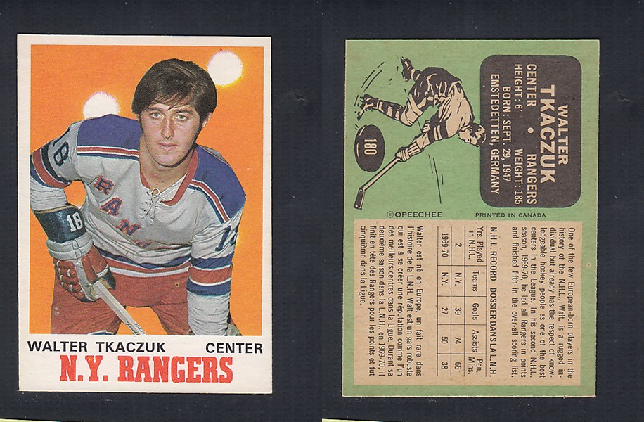 1970-71 O-PEE-CHEE HOCKEY CARD #180 W. TKACZUK photo 1970-71 O-PEE-CHEE HOCKEY CARD #180 W. TKACZUK photo
