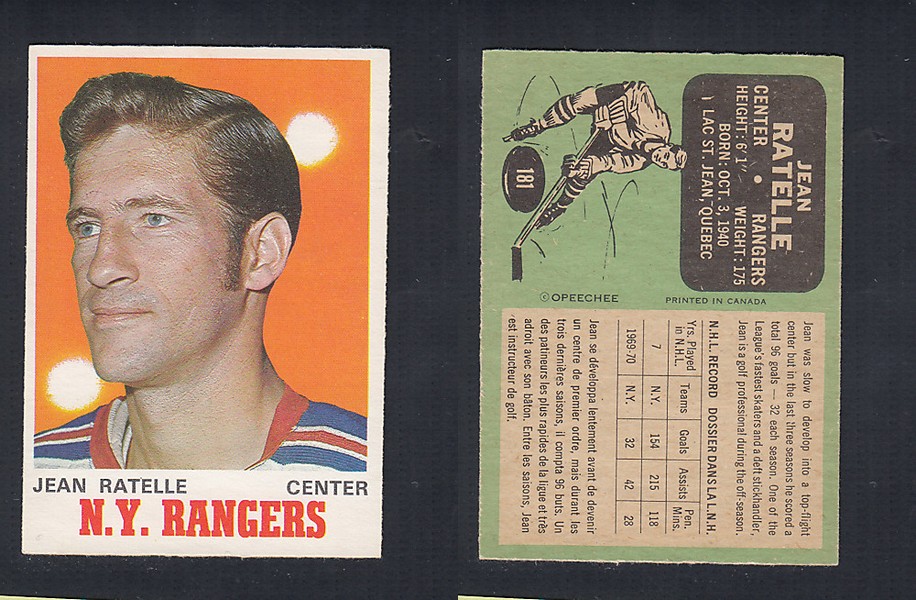 1970-71 O-PEE-CHEE HOCKEY CARD #181 J. RATELLE photo 1970-71 O-PEE-CHEE HOCKEY CARD #181 J. RATELLE photo