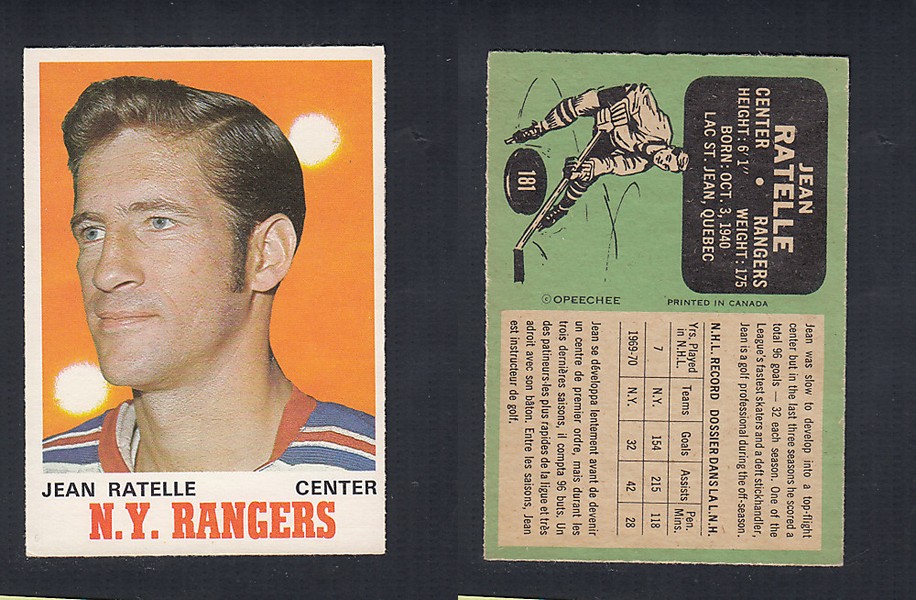 1970-71 O-PEE-CHEE HOCKEY CARD #181 J. RATELLE photo 1970-71 O-PEE-CHEE HOCKEY CARD #181 J. RATELLE photo