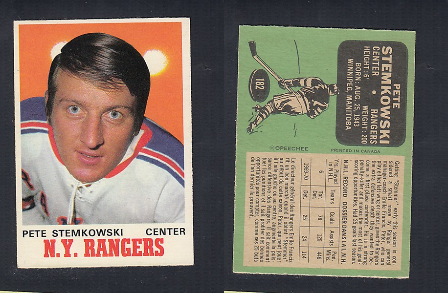 1970-71 O-PEE-CHEE HOCKEY CARD #182 P. STEMKOWSKI photo 1970-71 O-PEE-CHEE HOCKEY CARD #182 P. STEMKOWSKI photo