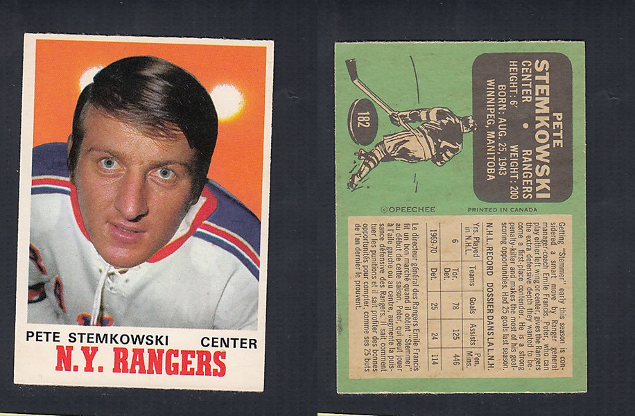 1970-71 O-PEE-CHEE HOCKEY CARD #182 P. STEMKOWSKI photo 1970-71 O-PEE-CHEE HOCKEY CARD #182 P. STEMKOWSKI photo