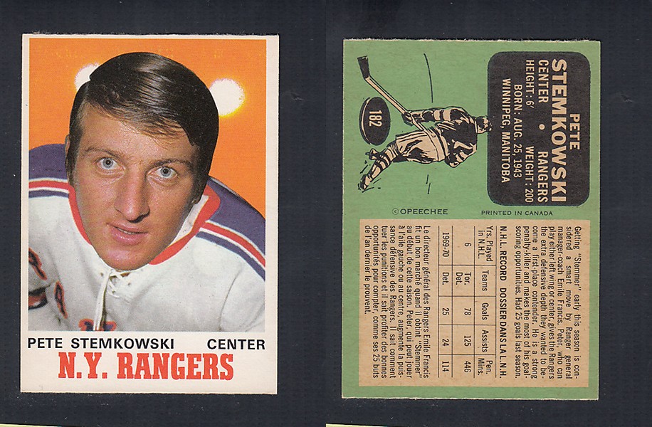 1970-71 O-PEE-CHEE HOCKEY CARD #182 P. STEMKOWSKI photo 1970-71 O-PEE-CHEE HOCKEY CARD #182 P. STEMKOWSKI photo
