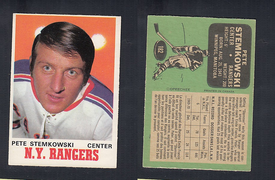 1970-71 O-PEE-CHEE HOCKEY CARD #182 P. STEMKOWSKI photo 1970-71 O-PEE-CHEE HOCKEY CARD #182 P. STEMKOWSKI photo