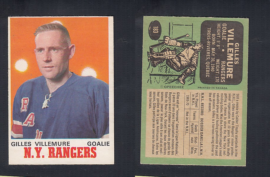 1970-71 O-PEE-CHEE HOCKEY CARD #183 G. VILLEMURE photo 1970-71 O-PEE-CHEE HOCKEY CARD #183 G. VILLEMURE photo