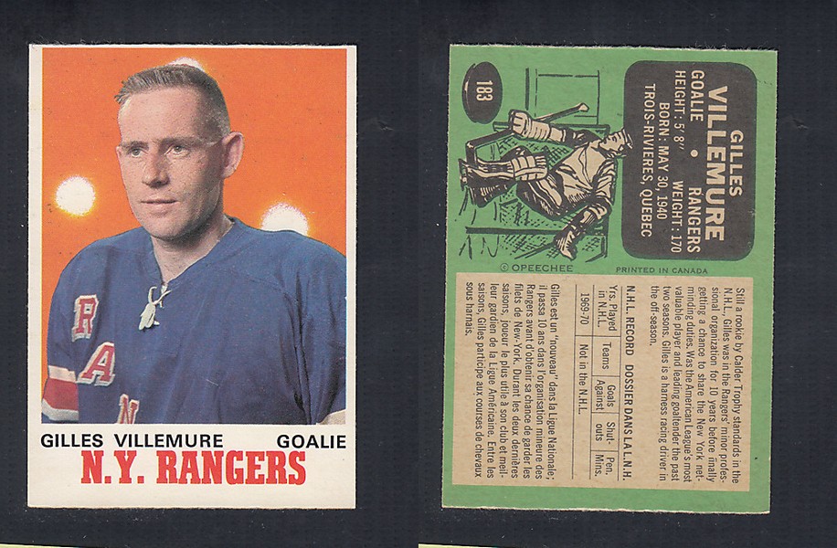 1970-71 O-PEE-CHEE HOCKEY CARD #183 G. VILLEMURE photo 1970-71 O-PEE-CHEE HOCKEY CARD #183 G. VILLEMURE photo