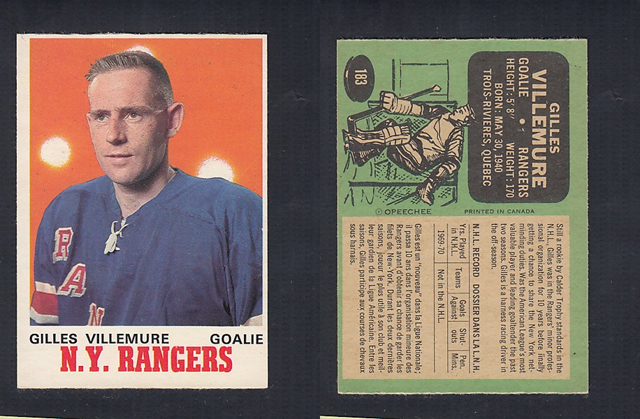 1970-71 O-PEE-CHEE HOCKEY CARD #183 G. VILLEMURE photo 1970-71 O-PEE-CHEE HOCKEY CARD #183 G. VILLEMURE photo