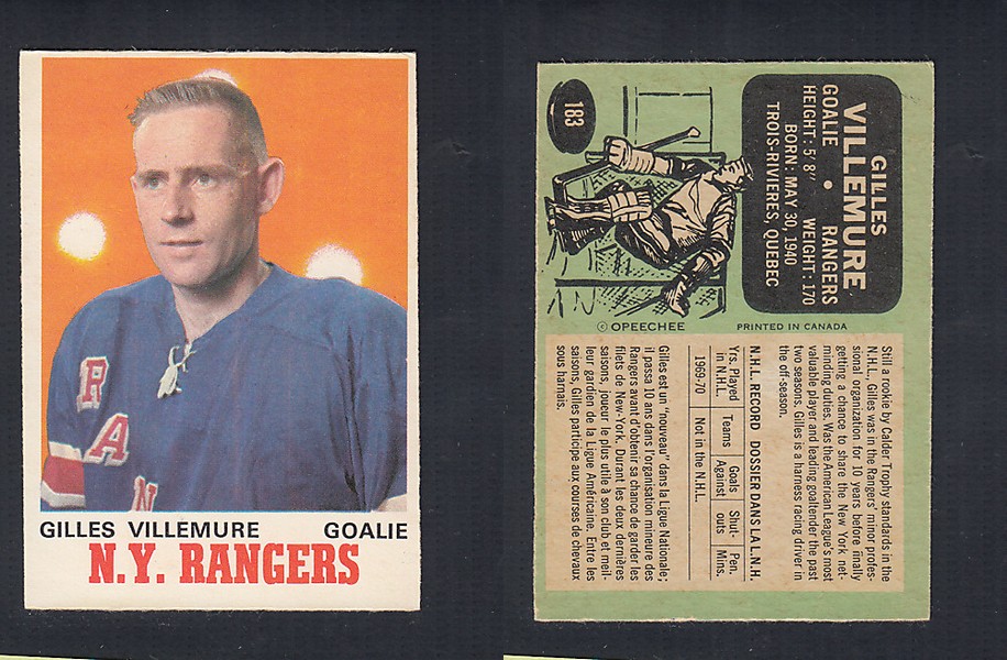 1970-71 O-PEE-CHEE HOCKEY CARD #183 G. VILLEMURE photo 1970-71 O-PEE-CHEE HOCKEY CARD #183 G. VILLEMURE photo
