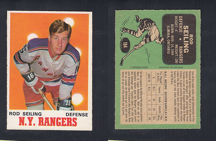 1970-71 O-PEE-CHEE HOCKEY CARD #184 R. SEILING photo 1970-71 O-PEE-CHEE HOCKEY CARD #184 R. SEILING photo