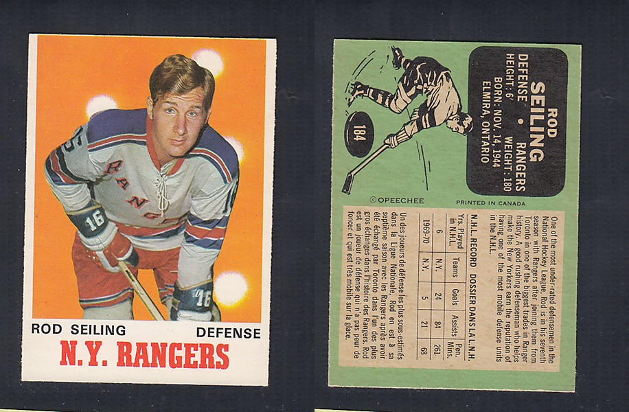 1970-71 O-PEE-CHEE HOCKEY CARD #184 R. SEILING photo 1970-71 O-PEE-CHEE HOCKEY CARD #184 R. SEILING photo