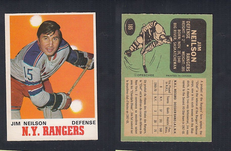 1970-71 O-PEE-CHEE HOCKEY CARD #185 J. NEILSON photo 1970-71 O-PEE-CHEE HOCKEY CARD #185 J. NEILSON photo