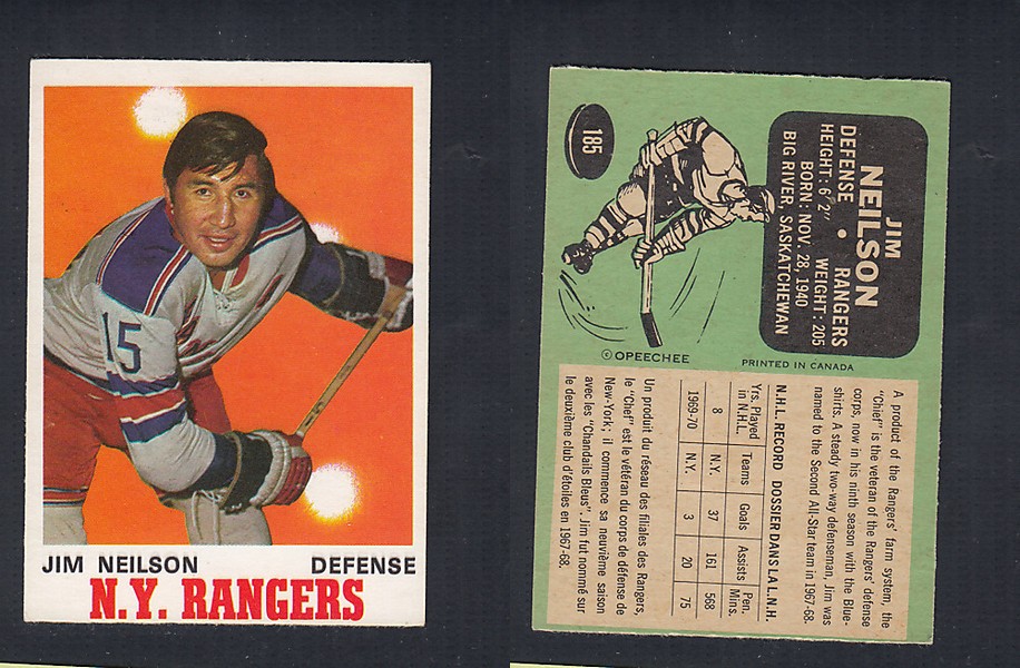 1970-71 O-PEE-CHEE HOCKEY CARD #185 J. NEILSON photo 1970-71 O-PEE-CHEE HOCKEY CARD #185 J. NEILSON photo