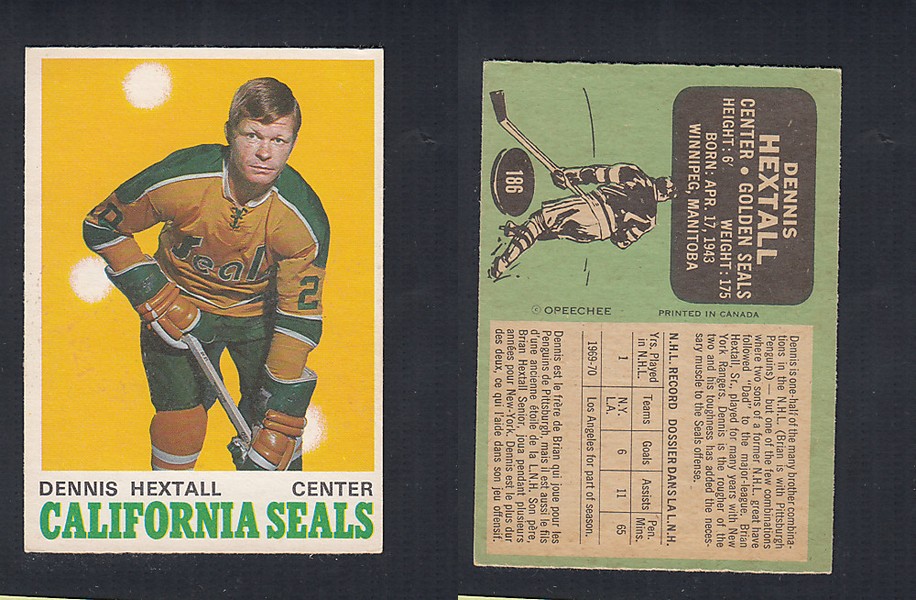 1970-71 O-PEE-CHEE HOCKEY CARD #186 D. HEXTALL photo 1970-71 O-PEE-CHEE HOCKEY CARD #186 D. HEXTALL photo