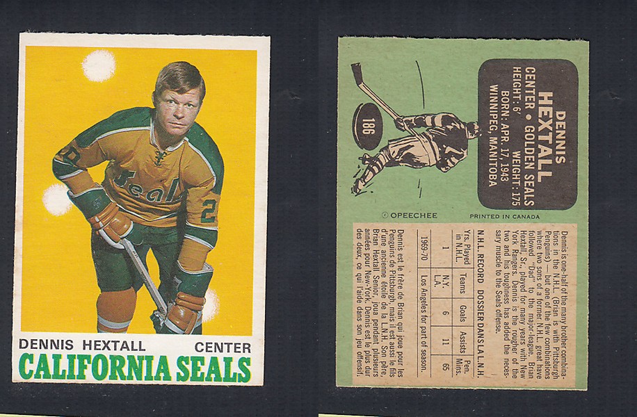 1970-71 O-PEE-CHEE HOCKEY CARD #186 D. HEXTALL photo 1970-71 O-PEE-CHEE HOCKEY CARD #186 D. HEXTALL photo