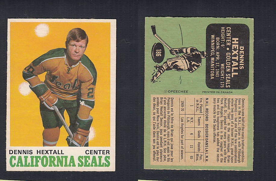 1970-71 O-PEE-CHEE HOCKEY CARD #186 D. HEXTALL photo 1970-71 O-PEE-CHEE HOCKEY CARD #186 D. HEXTALL photo