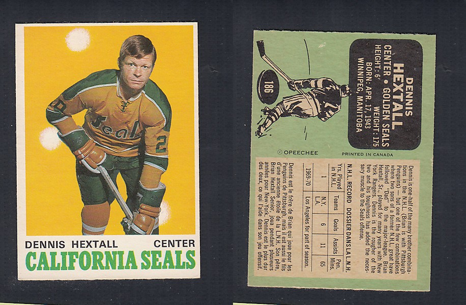 1970-71 O-PEE-CHEE HOCKEY CARD #186 D. HEXTALL photo 1970-71 O-PEE-CHEE HOCKEY CARD #186 D. HEXTALL photo