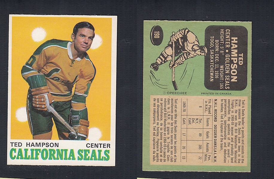 1970-71 O-PEE-CHEE HOCKEY CARD #190 T. HAMPSON photo 1970-71 O-PEE-CHEE HOCKEY CARD #190 T. HAMPSON photo