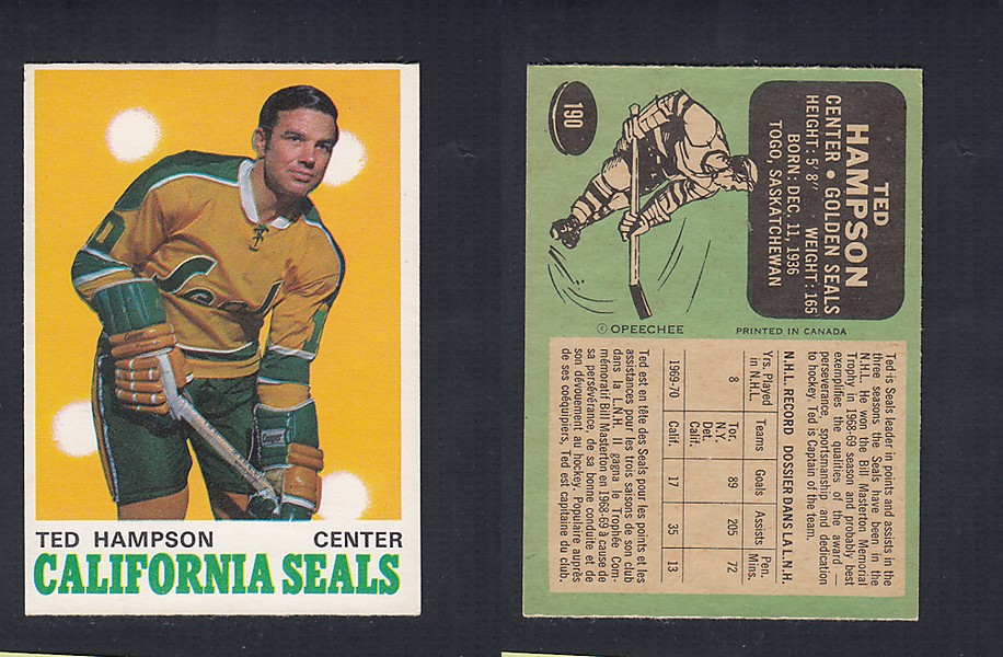 1970-71 O-PEE-CHEE HOCKEY CARD #190 T. HAMPSON photo 1970-71 O-PEE-CHEE HOCKEY CARD #190 T. HAMPSON photo