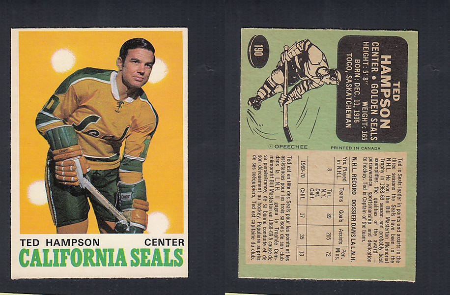 1970-71 O-PEE-CHEE HOCKEY CARD #190 T. HAMPSON photo 1970-71 O-PEE-CHEE HOCKEY CARD #190 T. HAMPSON photo