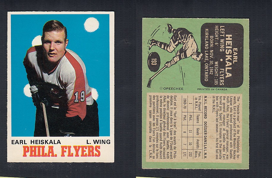 1970-71 O-PEE-CHEE HOCKEY CARD #193 E. HEISKALA photo 1970-71 O-PEE-CHEE HOCKEY CARD #193 E. HEISKALA photo