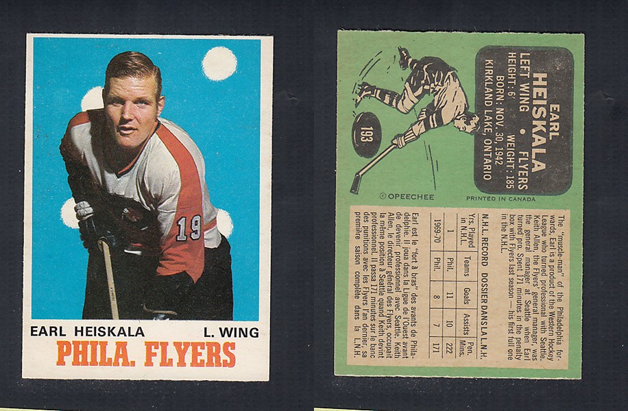 1970-71 O-PEE-CHEE HOCKEY CARD #193 E. HEISKALA photo 1970-71 O-PEE-CHEE HOCKEY CARD #193 E. HEISKALA photo