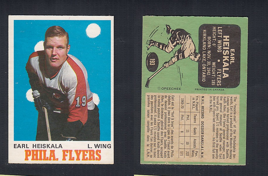 1970-71 O-PEE-CHEE HOCKEY CARD #193 E. HEISKALA photo 1970-71 O-PEE-CHEE HOCKEY CARD #193 E. HEISKALA photo