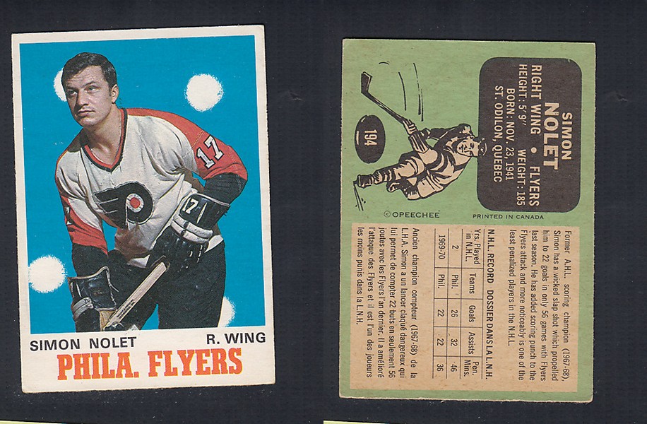 1970-71 O-PEE-CHEE HOCKEY CARD #194 S. NOLET photo 1970-71 O-PEE-CHEE HOCKEY CARD #194 S. NOLET photo