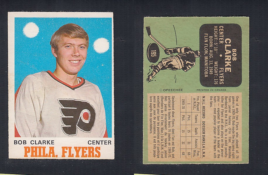 1970-71 O-PEE-CHEE HOCKEY CARD #195 B. CLARKE photo 1970-71 O-PEE-CHEE HOCKEY CARD #195 B. CLARKE photo