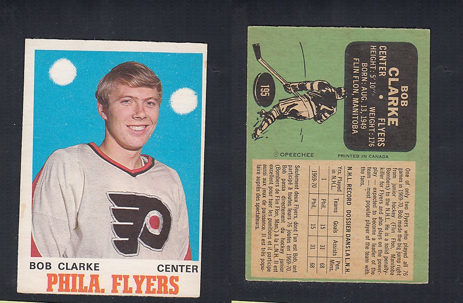 1970-71 O-PEE-CHEE HOCKEY CARD #195 B. CLARKE photo 1970-71 O-PEE-CHEE HOCKEY CARD #195 B. CLARKE photo